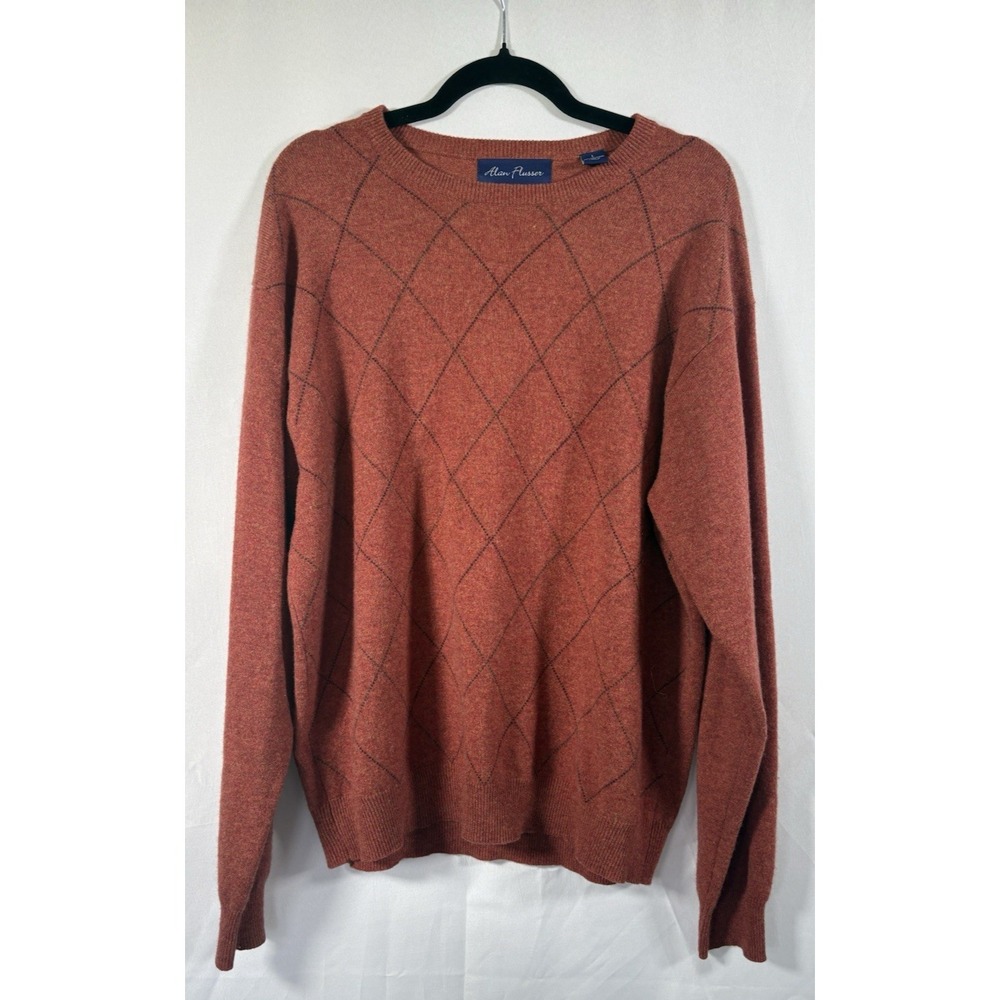 Alan flusser argyle sweater size L 100% cashmere - Picture 1 of 7